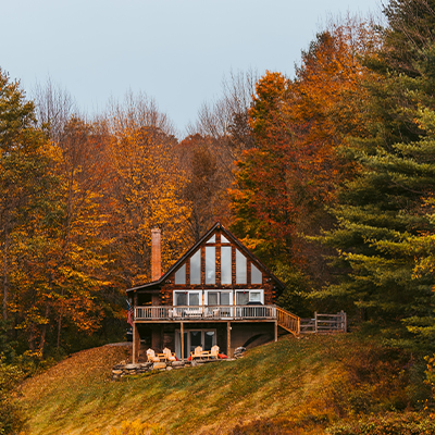 Cabin amidst Fall Foliage