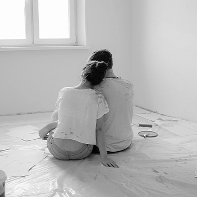 Couple preparing to paint a room