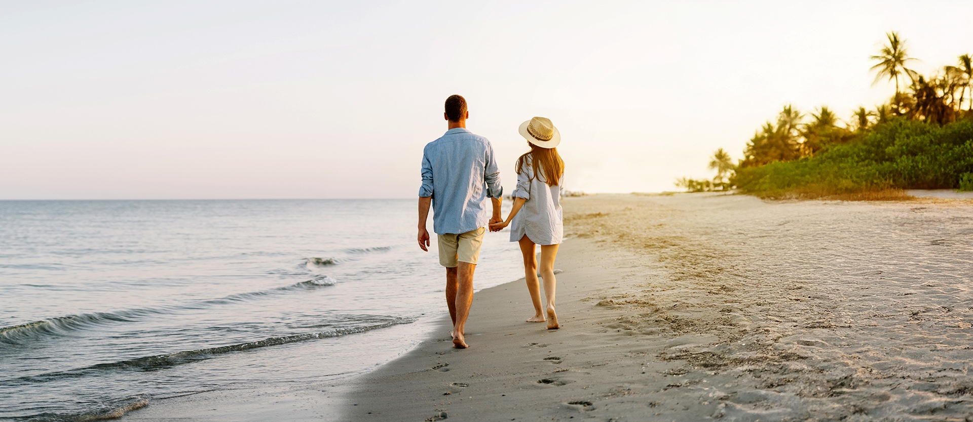 Couple walking on the beach