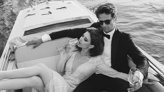 Luxurious Couple on a powerboat