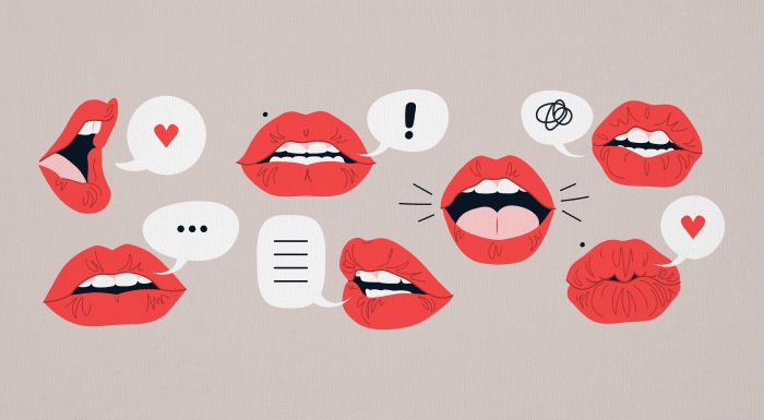 Stylized mouths with chat bubbles