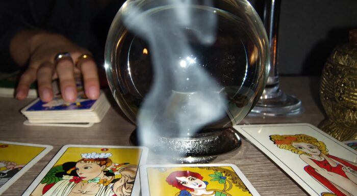 AI-generated image of a psychic reading using Tarot cards