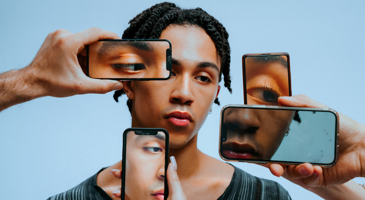 Influencer having picture captured on several phones